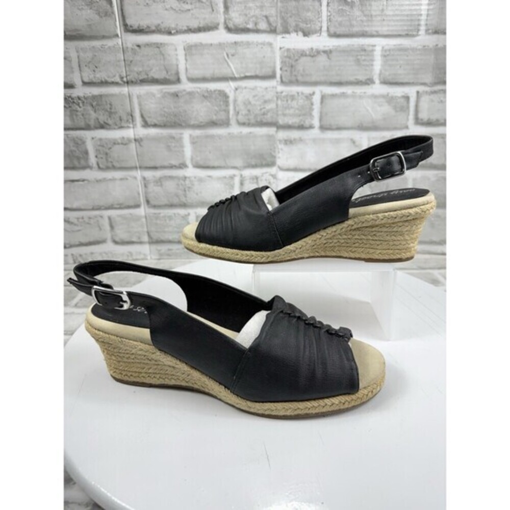 Easy Street Women's 8 Maureen Black Espadrille Slingback Sandals NEW